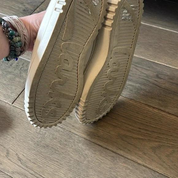 Clarks Cream Flats with Rugged Sole - Picture 10 of 12